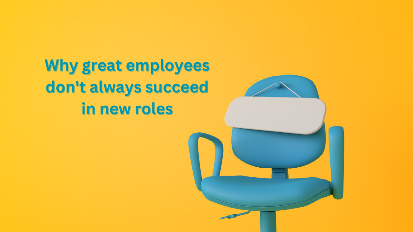 Why great employees might not always success in new roles. Empty chair waiting for new recruit